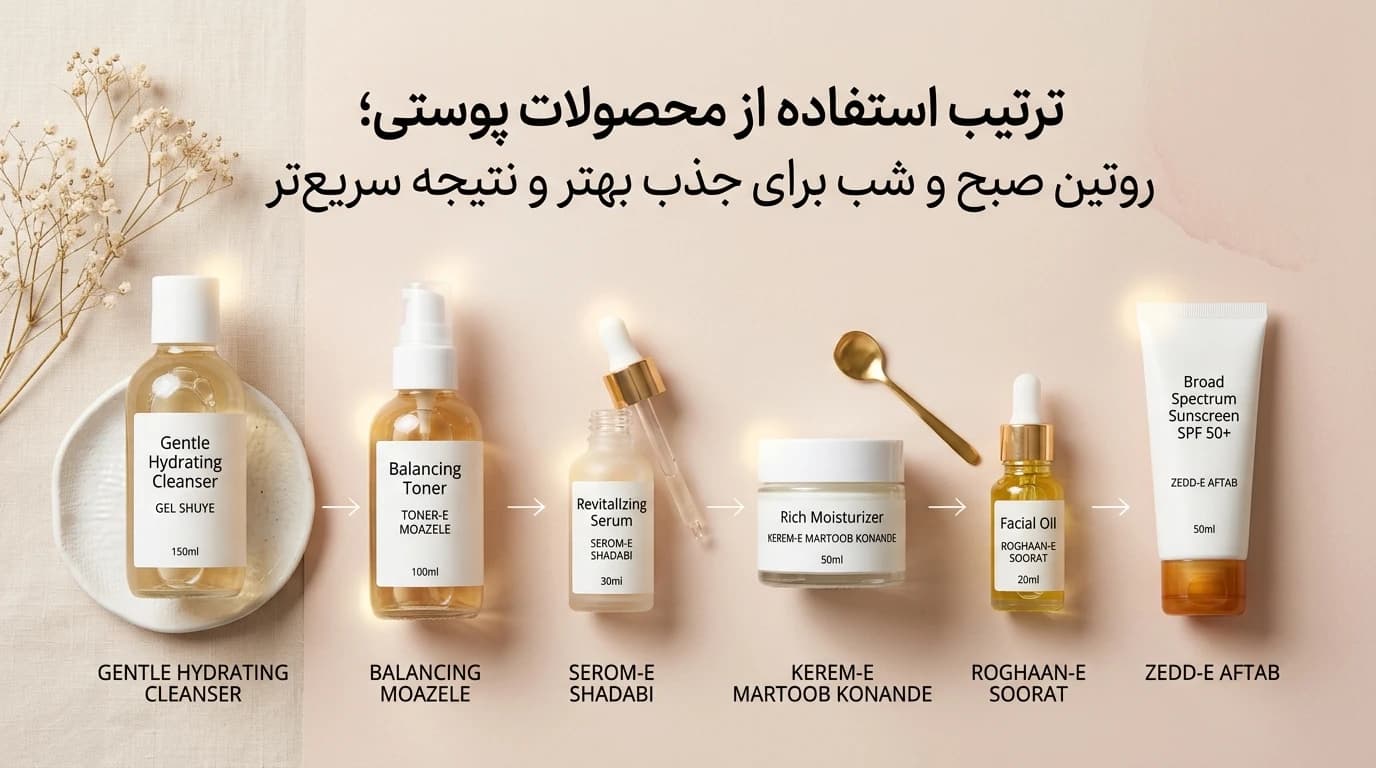 ترتیب استفاده از محصولات پوستی در روتین صبح و شب