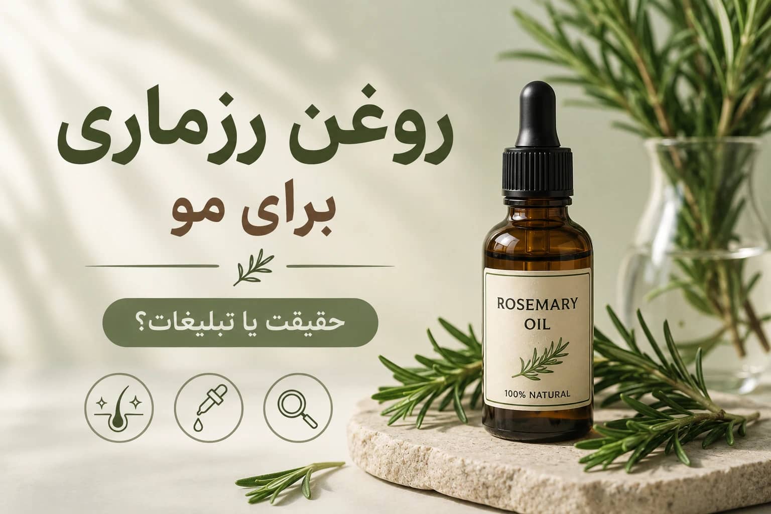 روغن رزماری برای مو؛ حقیقت یا تبلیغات؟ (راهنمای کامل رشد و تقویت مو ۲۰۲۶)